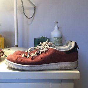 red suede stan smith adidas sneakers